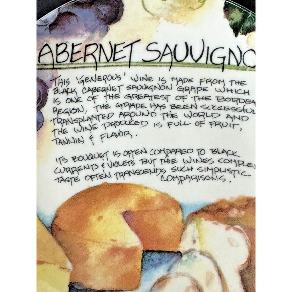 Deborah K. Ellis SBCD Cabernet Sauvignon Decorative Wine Cheese Plates-SET of 8 - Picture 3 of 6